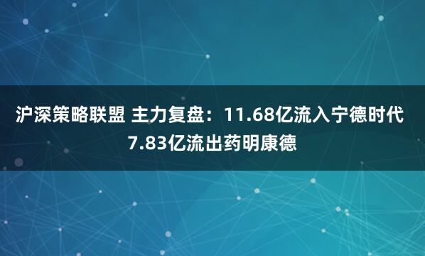 沪深策略联盟 主力复盘:11.68亿流入宁德时代 7.83亿流出药明康德